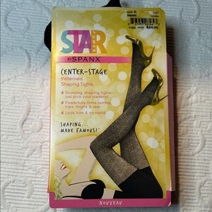 SPANX Star Power Patterned Shaping Tights - Black. New. Size C. Nouveau